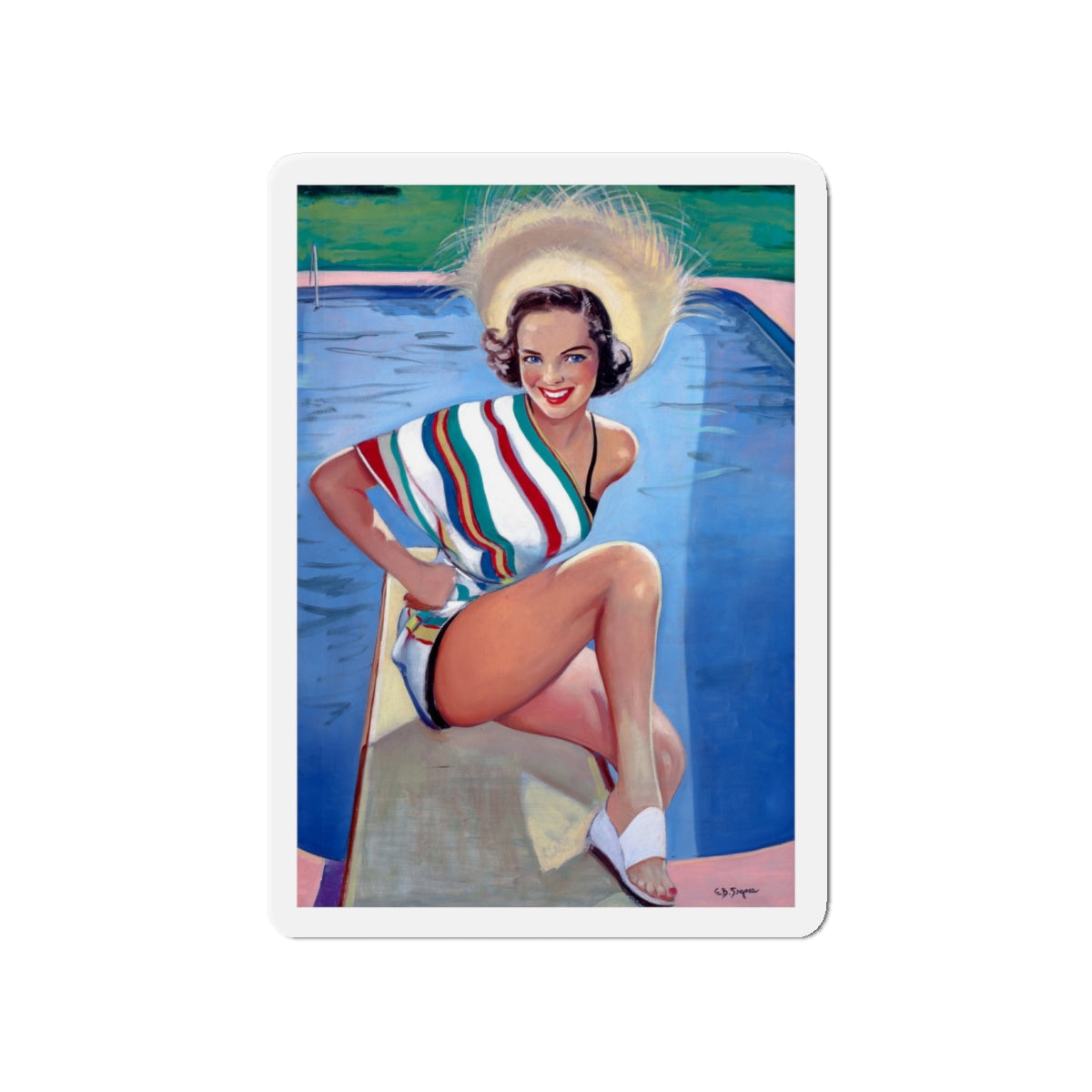 Bathing Beauty (Magazine Illustration) Refrigerator Magnet-4" x 4"-The Sticker Space