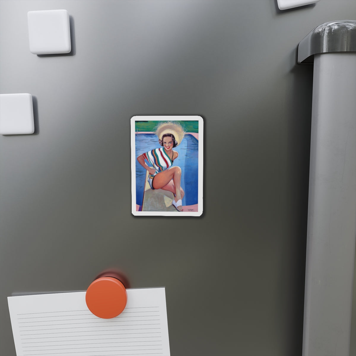 Bathing Beauty (Magazine Illustration) Refrigerator Magnet-The Sticker Space