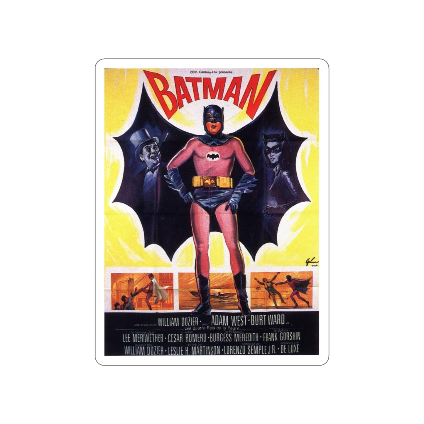 BATMAN (ADAM WEST 2) 1966 Movie Poster STICKER Vinyl Die-Cut Decal-4 Inch-The Sticker Space