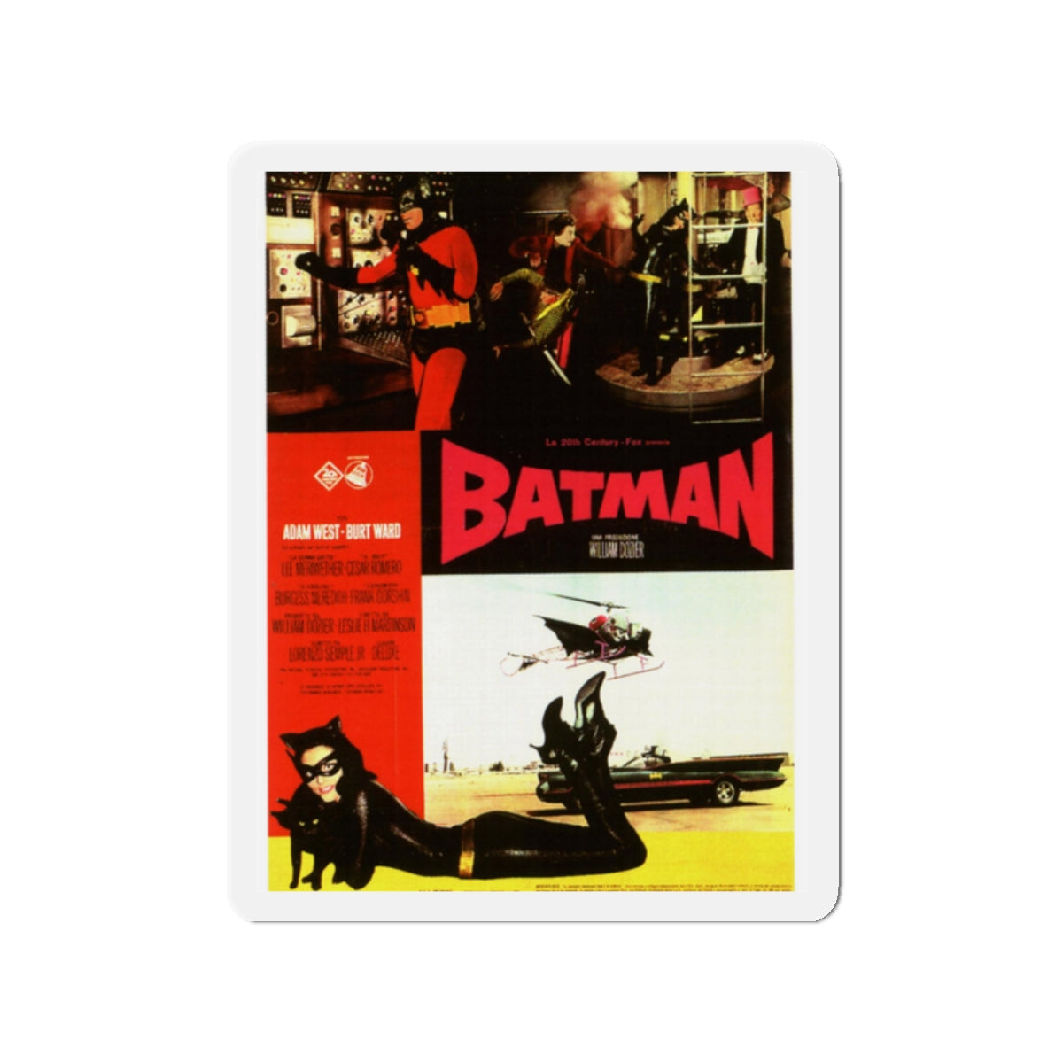 BATMAN (ADAM WEST - FRENCH) 1966 Movie Poster - Die-Cut Magnet-2" x 2"-The Sticker Space