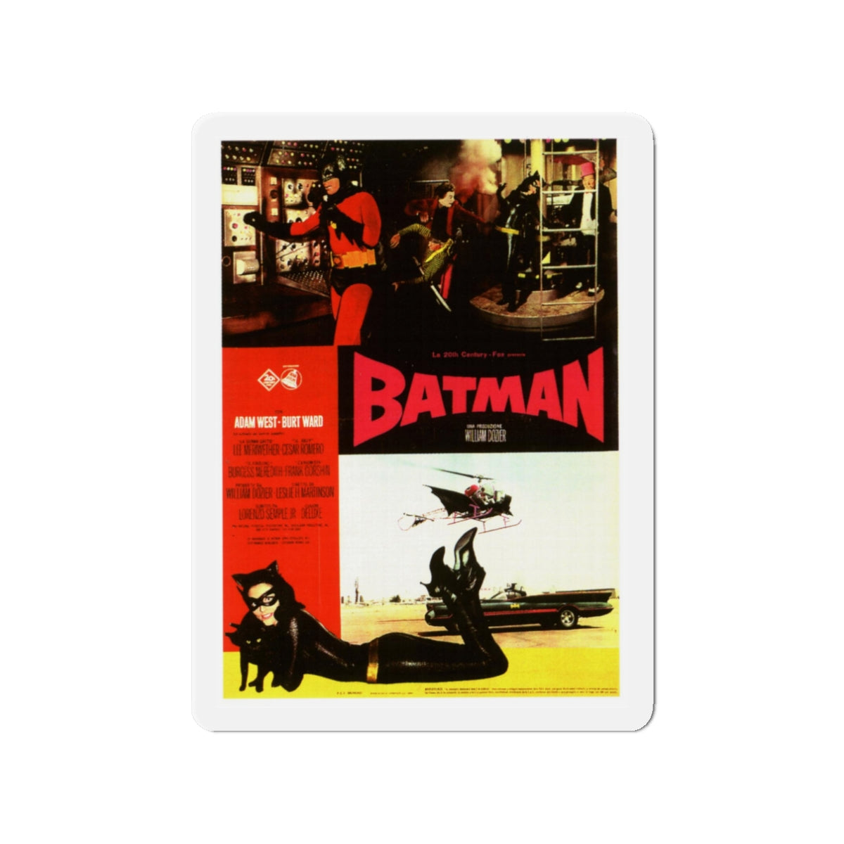 BATMAN (ADAM WEST - FRENCH) 1966 Movie Poster - Die-Cut Magnet-3" x 3"-The Sticker Space