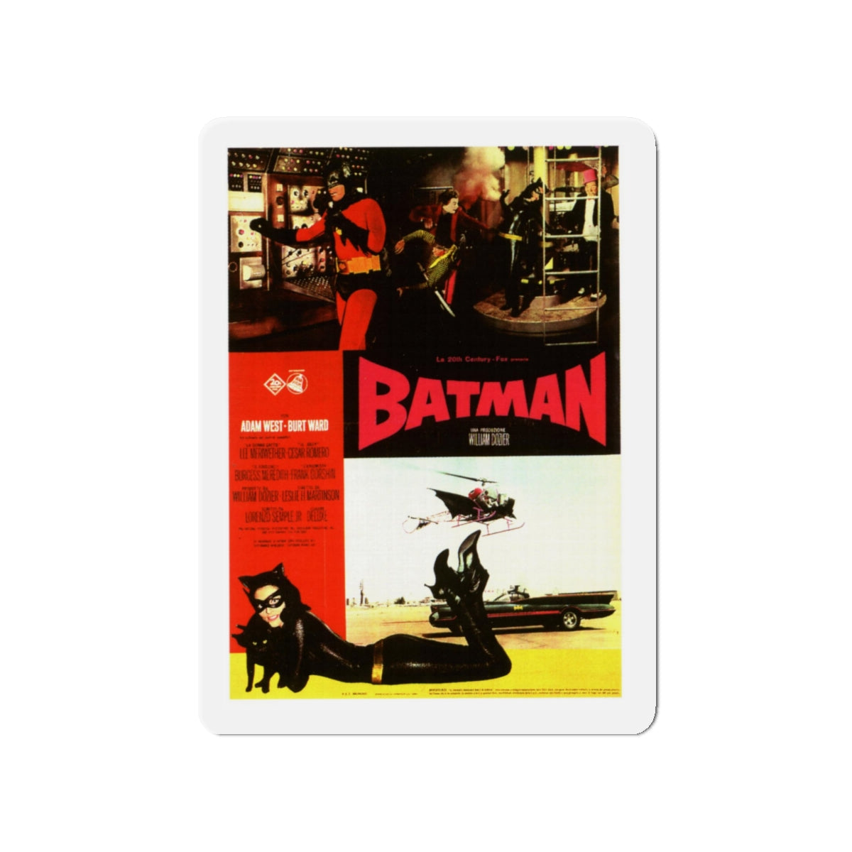 BATMAN (ADAM WEST - FRENCH) 1966 Movie Poster - Die-Cut Magnet-4" x 4"-The Sticker Space