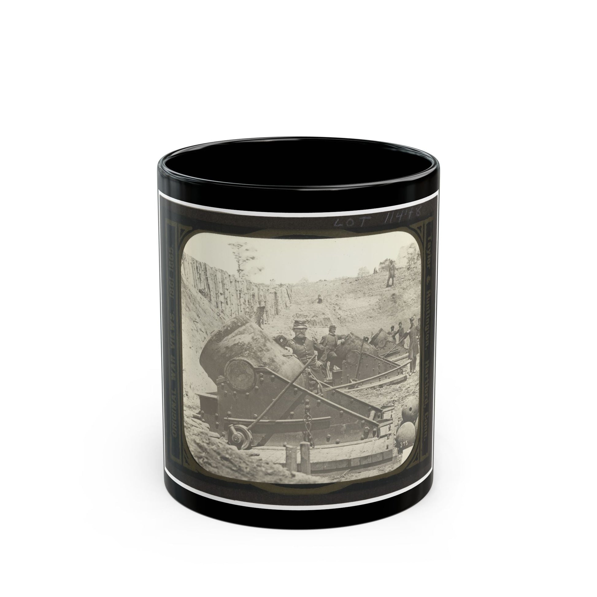 Battery No. 4 Near Yorktown Mounting Ten 13 Inch Mortars Each Weighing 20,000 Pounds. South End (U.S. Civil War) Black Coffee Mug-11oz-The Sticker Space