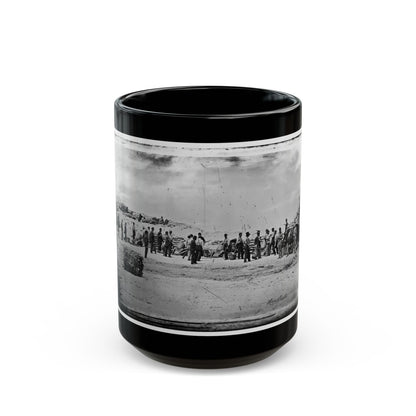 Battery Reynolds. Five 10-Inch Siege Mortars Against Wagner (U.S. Civil War) Black Coffee Mug-15oz-The Sticker Space