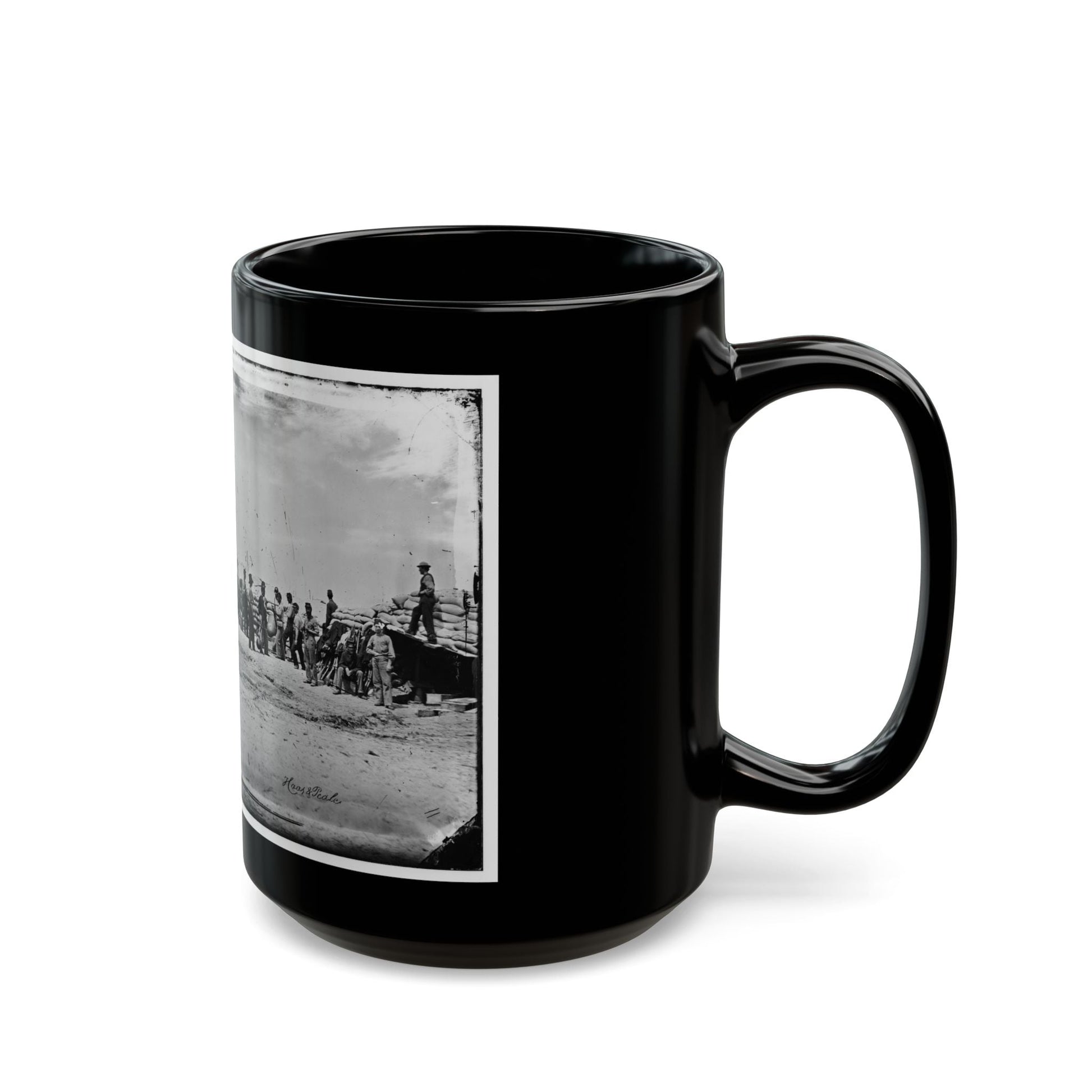 Battery Reynolds. Five 10-Inch Siege Mortars Against Wagner (U.S. Civil War) Black Coffee Mug-The Sticker Space