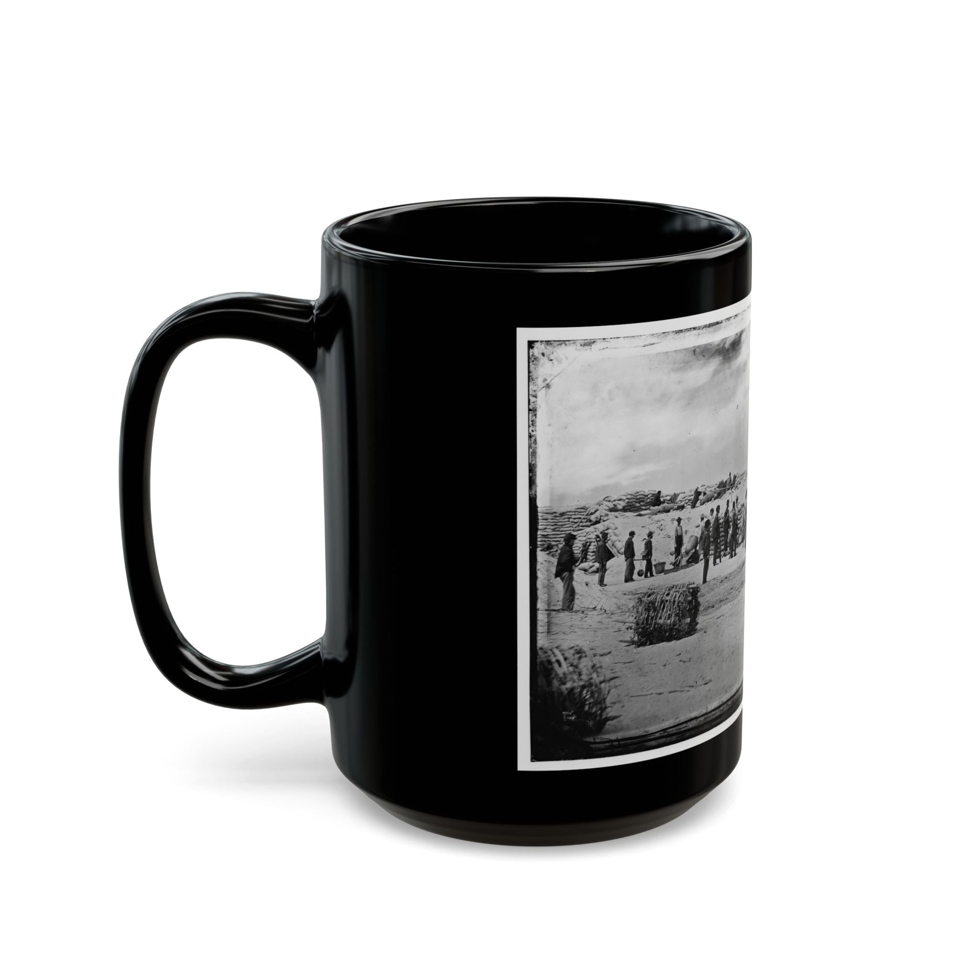 Battery Reynolds. Five 10-Inch Siege Mortars Against Wagner (U.S. Civil War) Black Coffee Mug-The Sticker Space