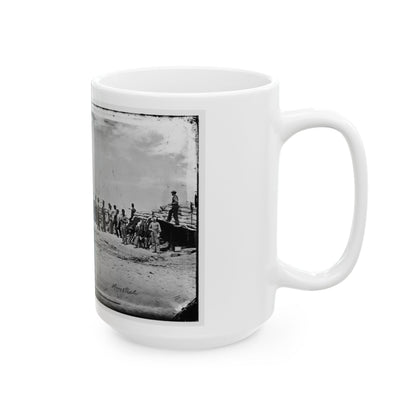 Battery Reynolds. Five 10-Inch Siege Mortars Against Wagner (U.S. Civil War) White Coffee Mug-The Sticker Space