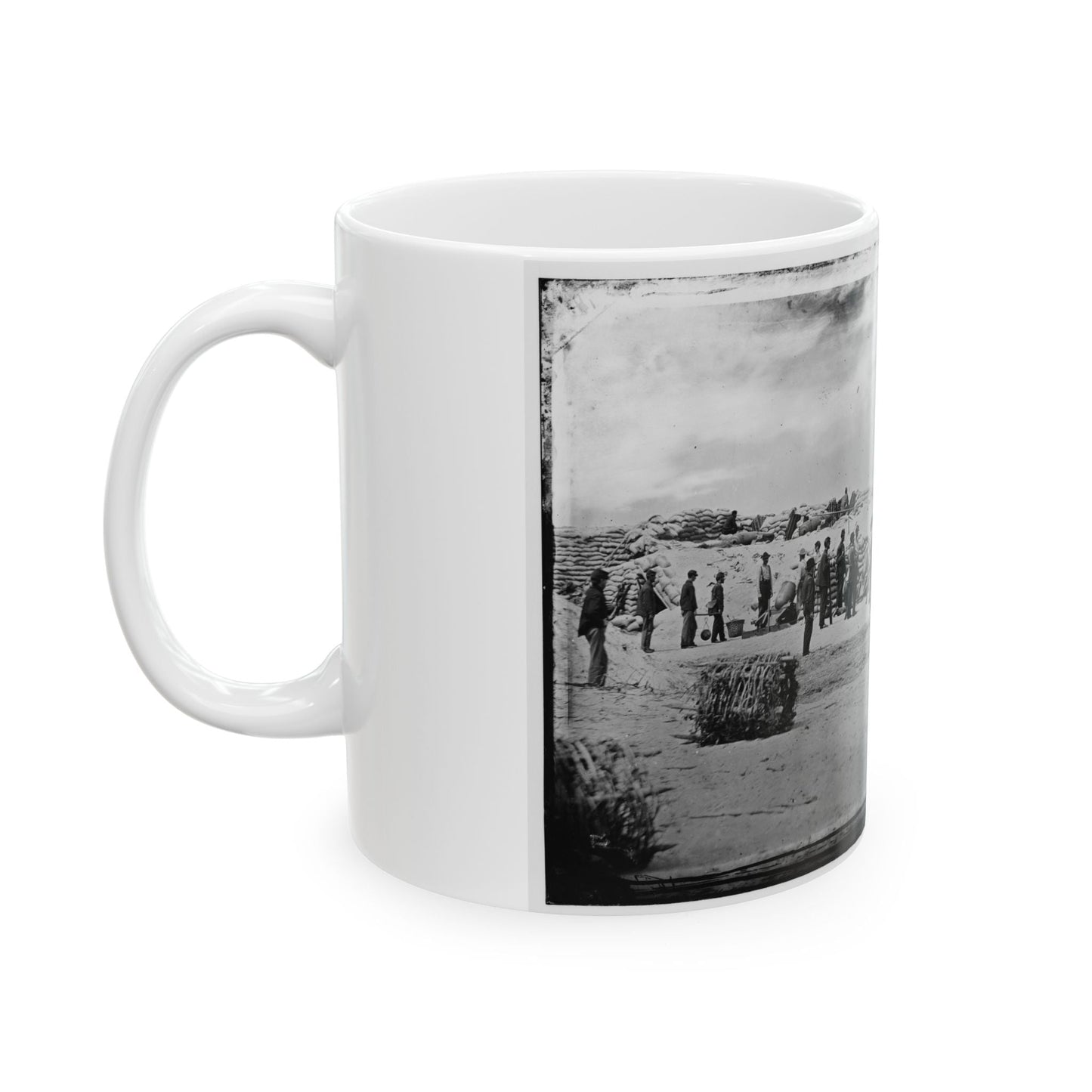 Battery Reynolds. Five 10-Inch Siege Mortars Against Wagner (U.S. Civil War) White Coffee Mug-The Sticker Space