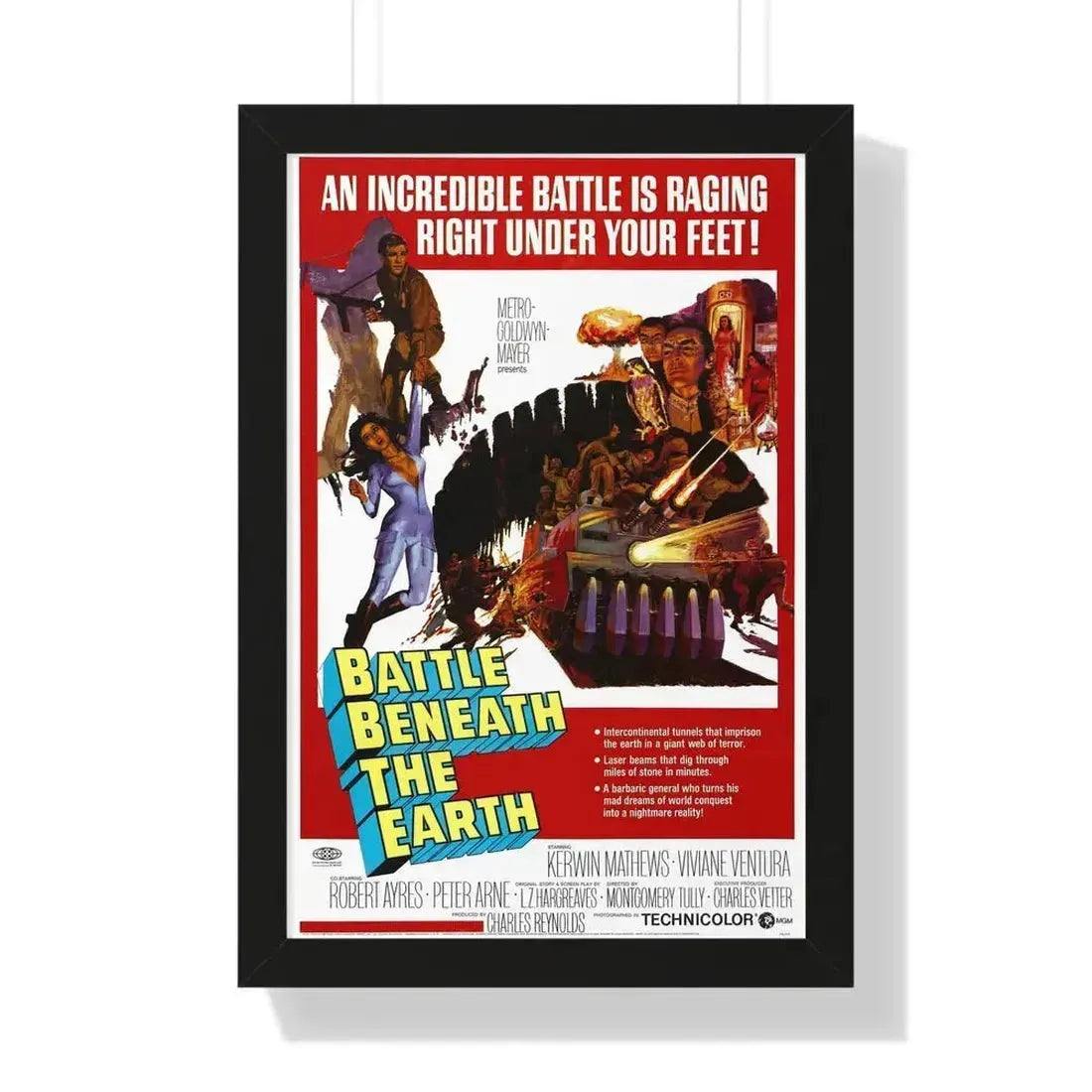 BATTLE BENEATH THE EARTH 1967 - Framed Movie Poster 16″ x 24″ Black - The Sticker Space