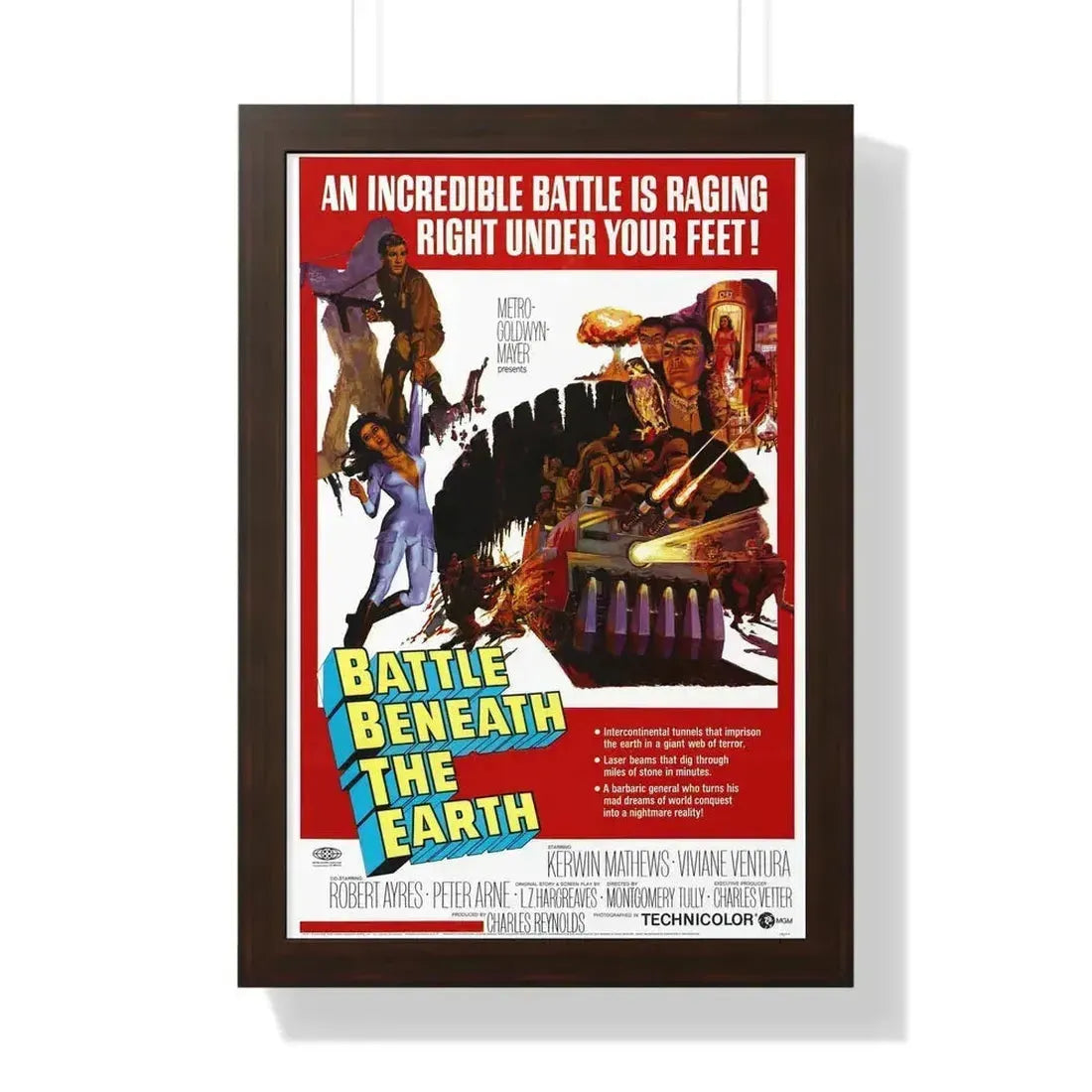 BATTLE BENEATH THE EARTH 1967 - Framed Movie Poster 16″ x 24″ Walnut - The Sticker Space