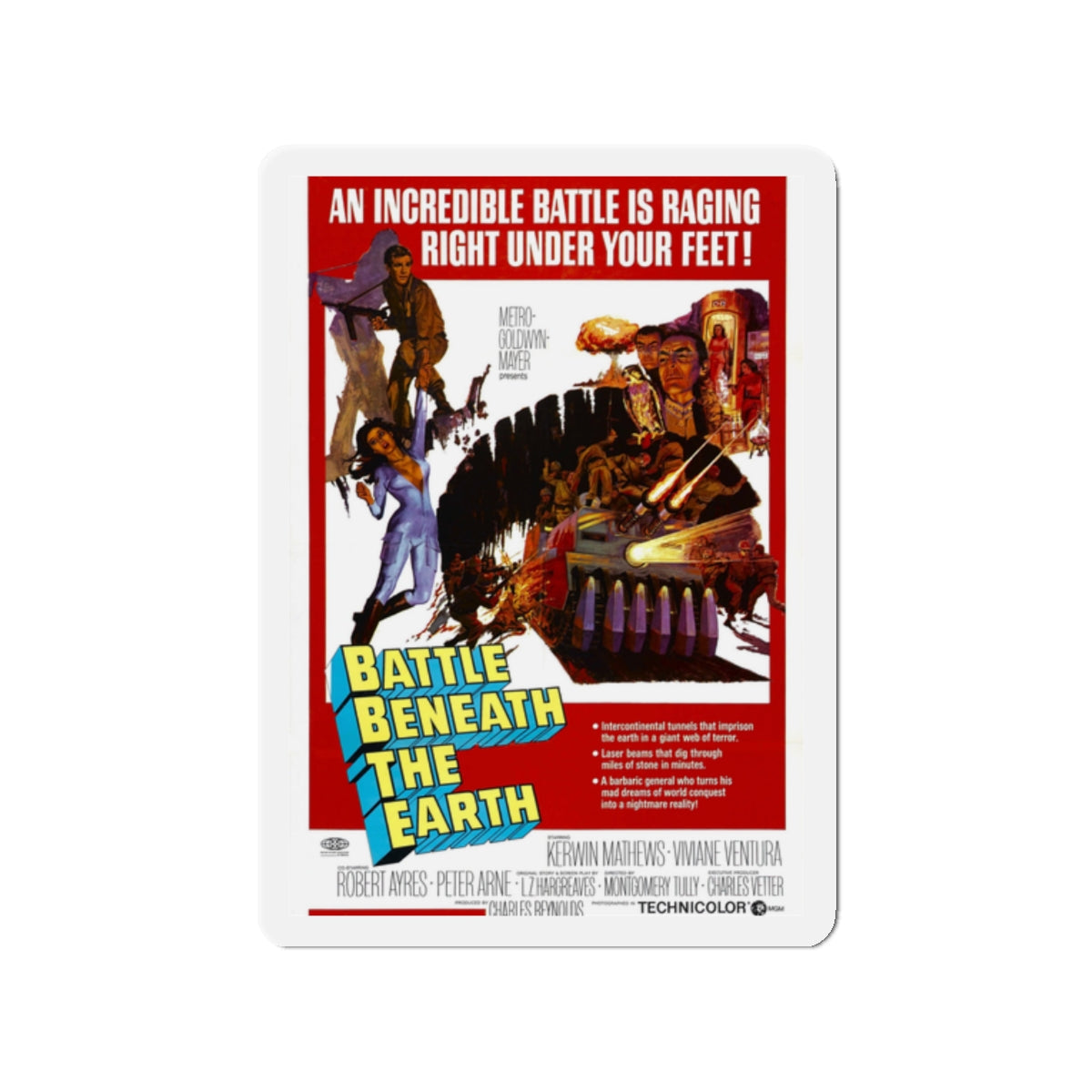 BATTLE BENEATH THE EARTH 1967 Movie Poster - Die-Cut Magnet-2" x 2"-The Sticker Space