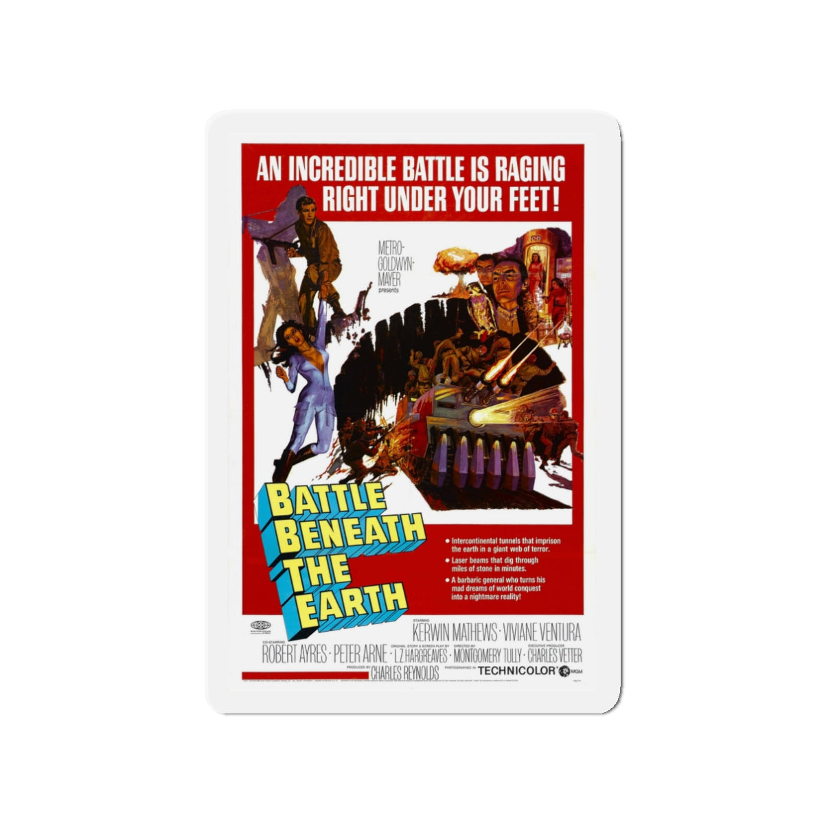 BATTLE BENEATH THE EARTH 1967 Movie Poster - Die-Cut Magnet-3" x 3"-The Sticker Space