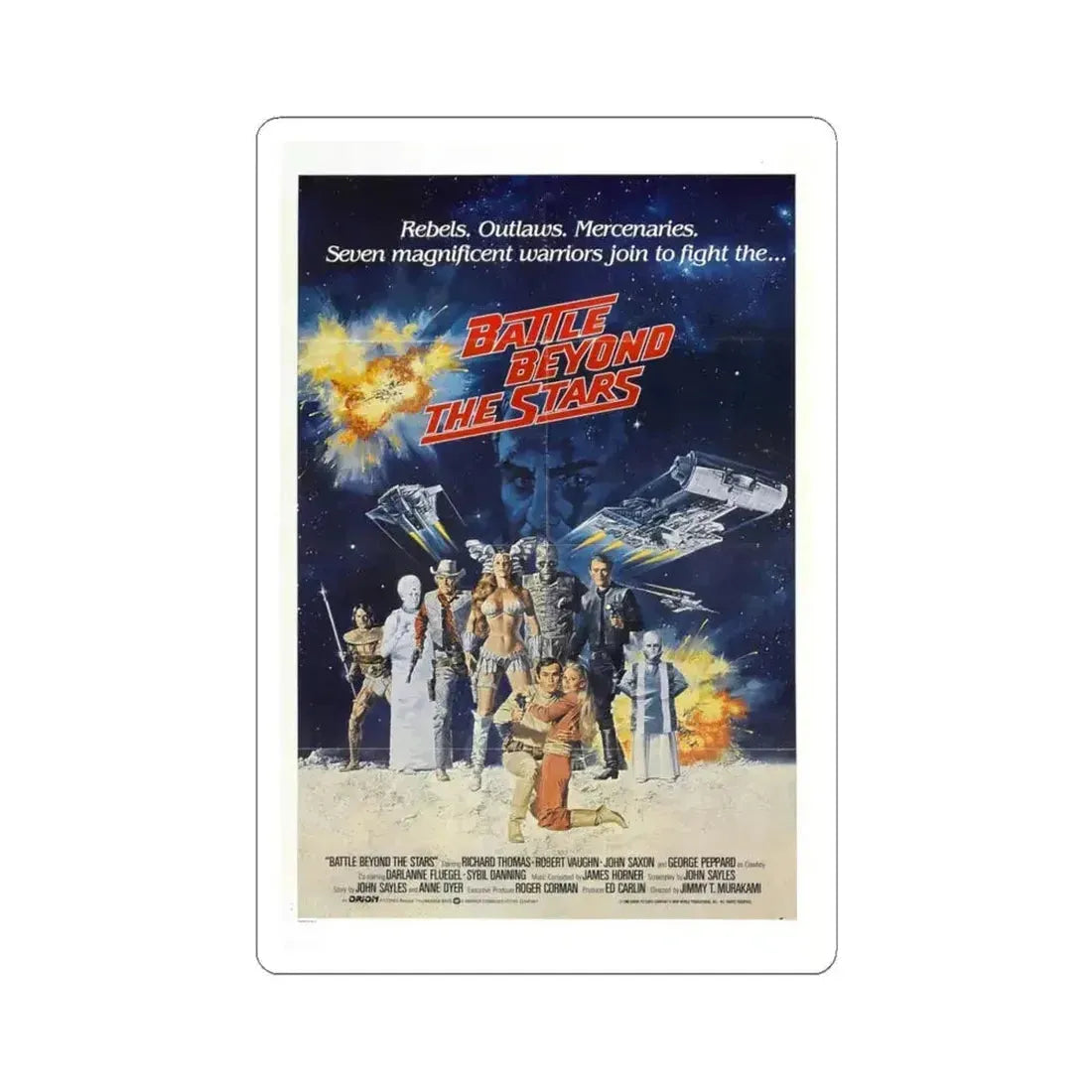 BATTLE BEYOND THE STARS 1980 Movie Poster - STICKER Vinyl Kiss-Cut Decal 4 Inch White - The Sticker Space