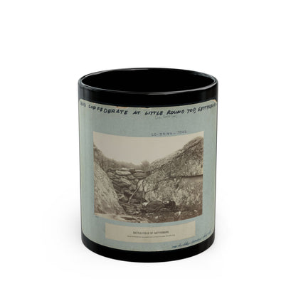 Battle-Field Of Gettysburg--Dead Confederate Sharpshooter At Foot Of Little Round Top I.E., Devil's Den (U.S. Civil War) Black Coffee Mug