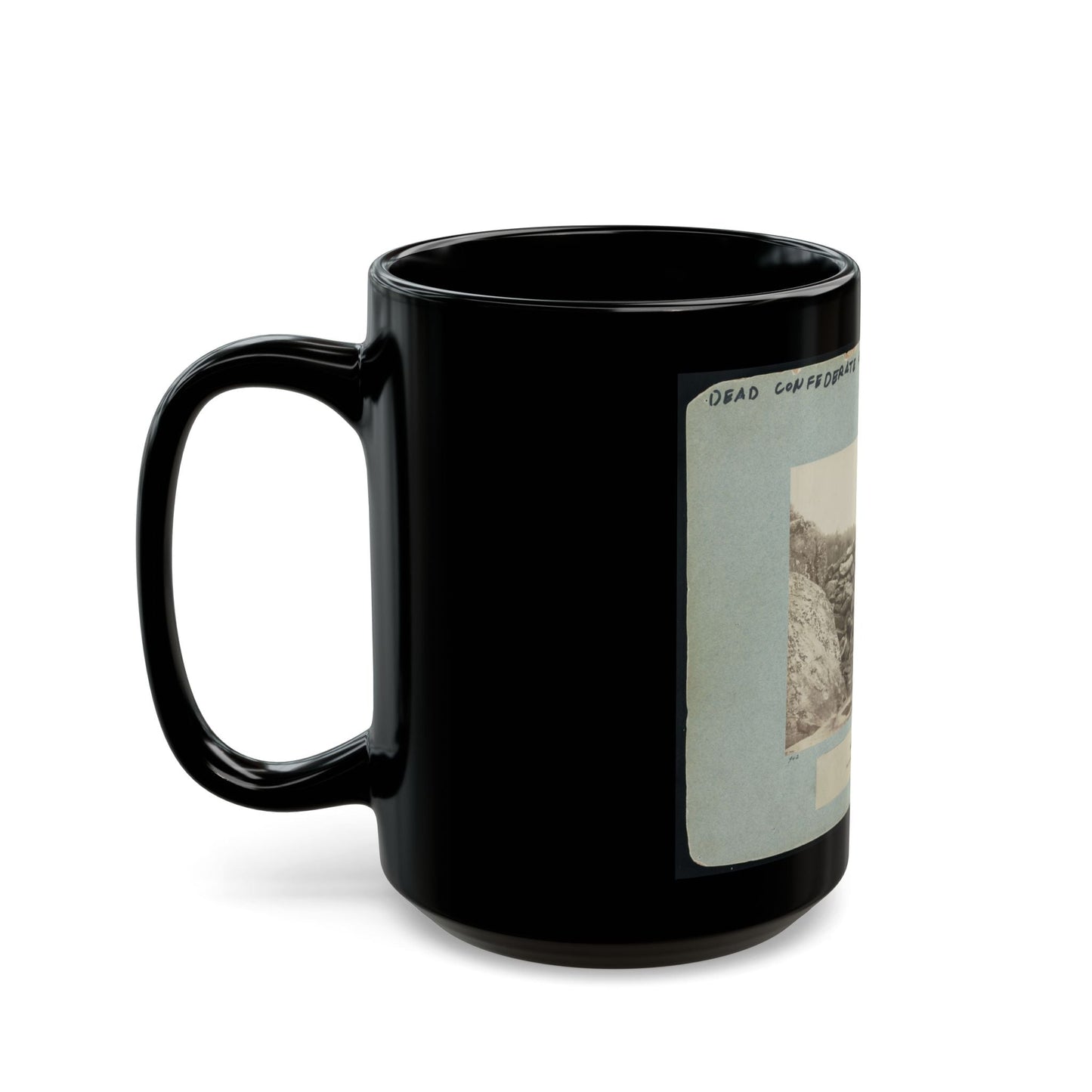 Battle-Field Of Gettysburg--Dead Confederate Sharpshooter At Foot Of Little Round Top I.E., Devil's Den (U.S. Civil War) Black Coffee Mug