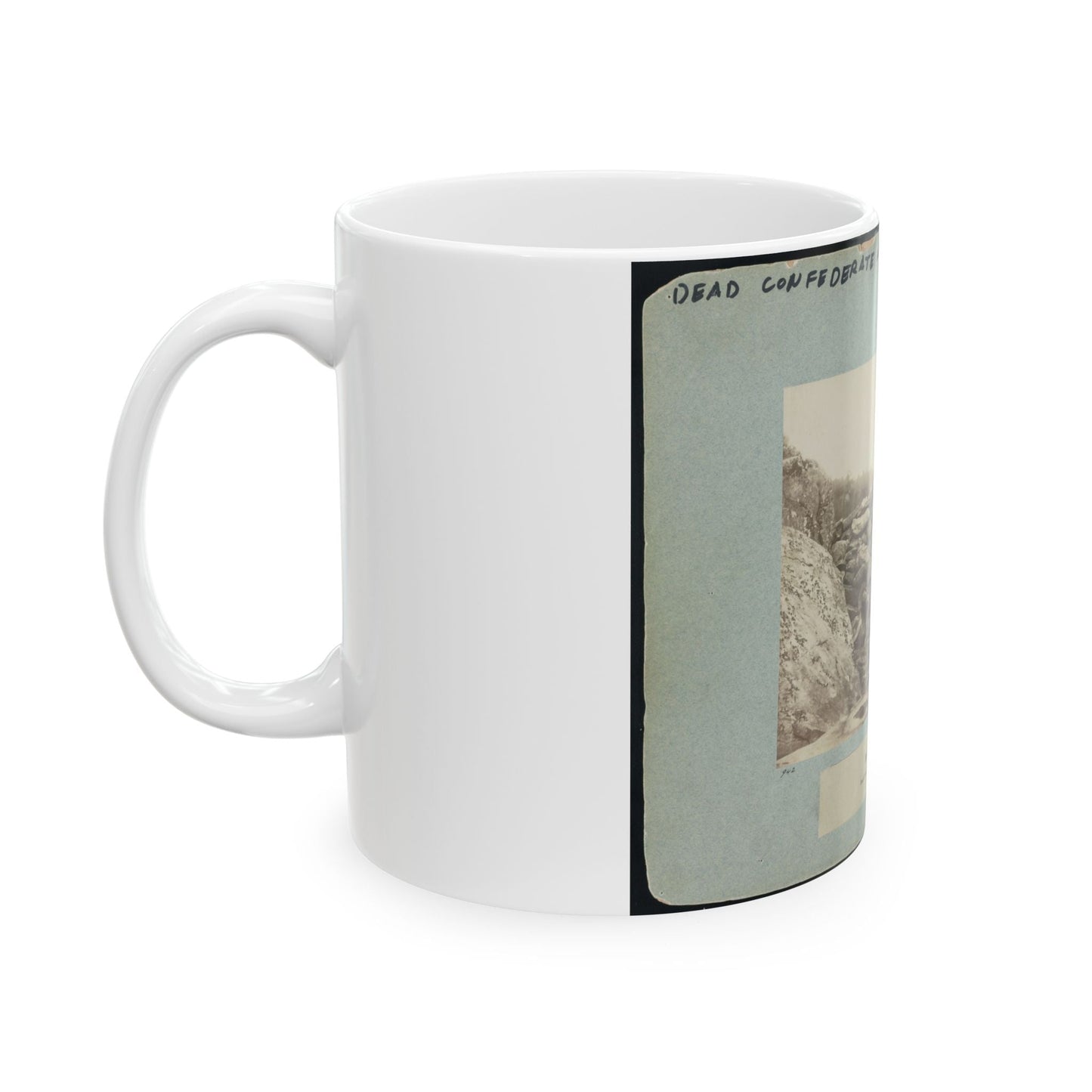 Battle-Field Of Gettysburg--Dead Confederate Sharpshooter At Foot Of Little Round Top I.E., Devil's Den (U.S. Civil War) White Coffee Mug