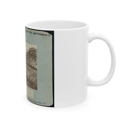 Battle-Field Of Gettysburg--Dead Confederate Sharpshooter At Foot Of Little Round Top I.E., Devil's Den (U.S. Civil War) White Coffee Mug