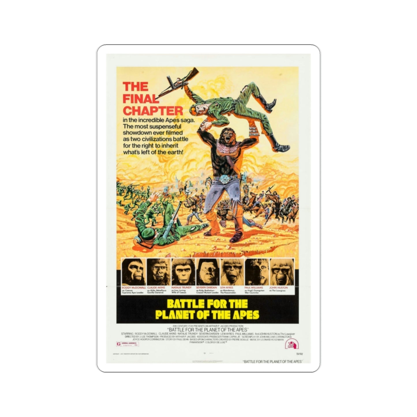 Battle for the Planet of the Apes 1973 Movie Poster STICKER Vinyl Die-Cut Decal-2 Inch-The Sticker Space