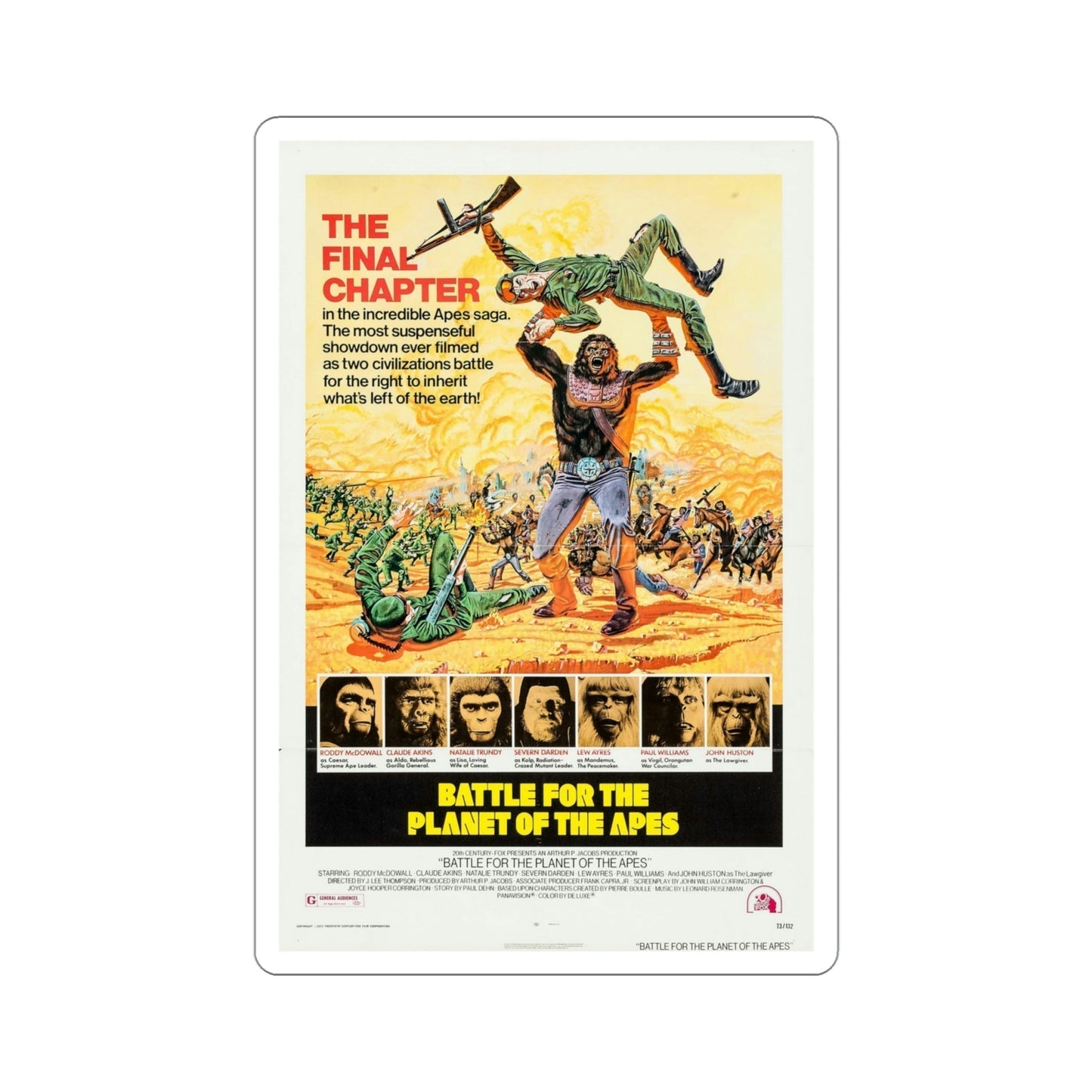 Battle for the Planet of the Apes 1973 Movie Poster STICKER Vinyl Die-Cut Decal-4 Inch-The Sticker Space