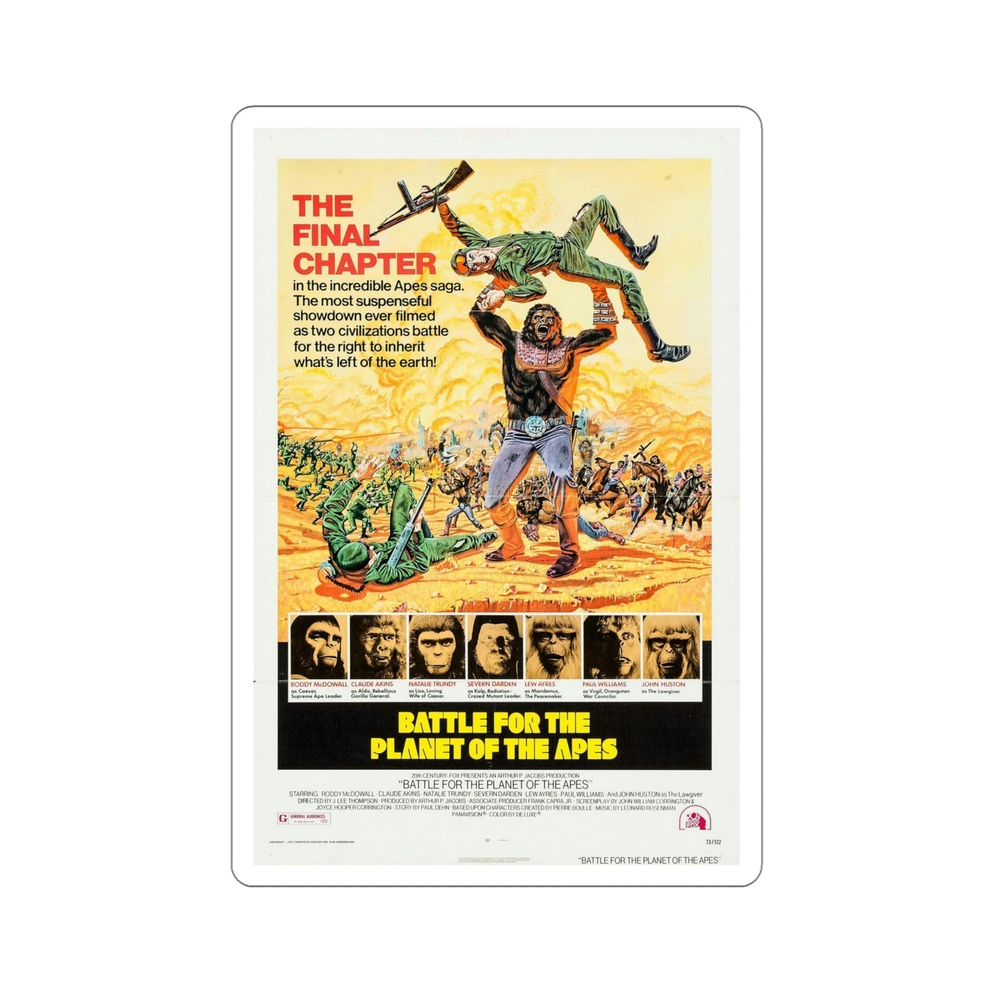 Battle for the Planet of the Apes 1973 Movie Poster STICKER Vinyl Die-Cut Decal-6 Inch-The Sticker Space