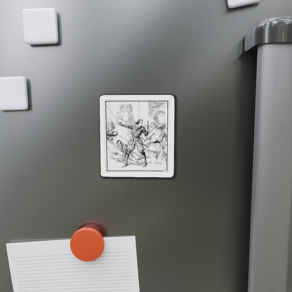 Battle Illustration (Magazine Illustration) Refrigerator Magnet-The Sticker Space