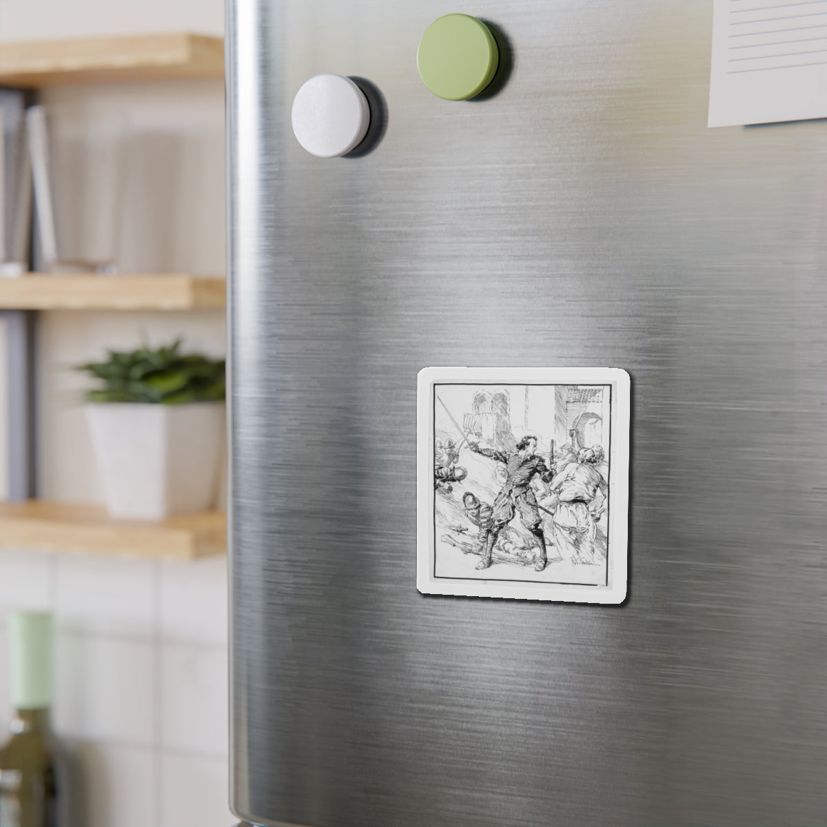 Battle Illustration (Magazine Illustration) Refrigerator Magnet-The Sticker Space