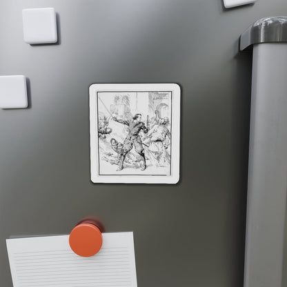 Battle Illustration (Magazine Illustration) Refrigerator Magnet-The Sticker Space