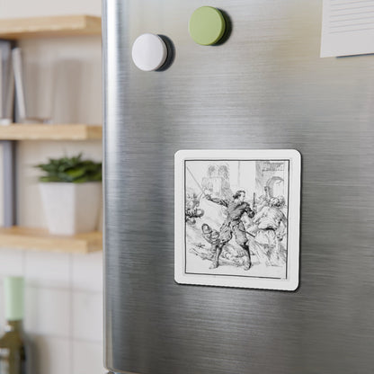 Battle Illustration (Magazine Illustration) Refrigerator Magnet-The Sticker Space