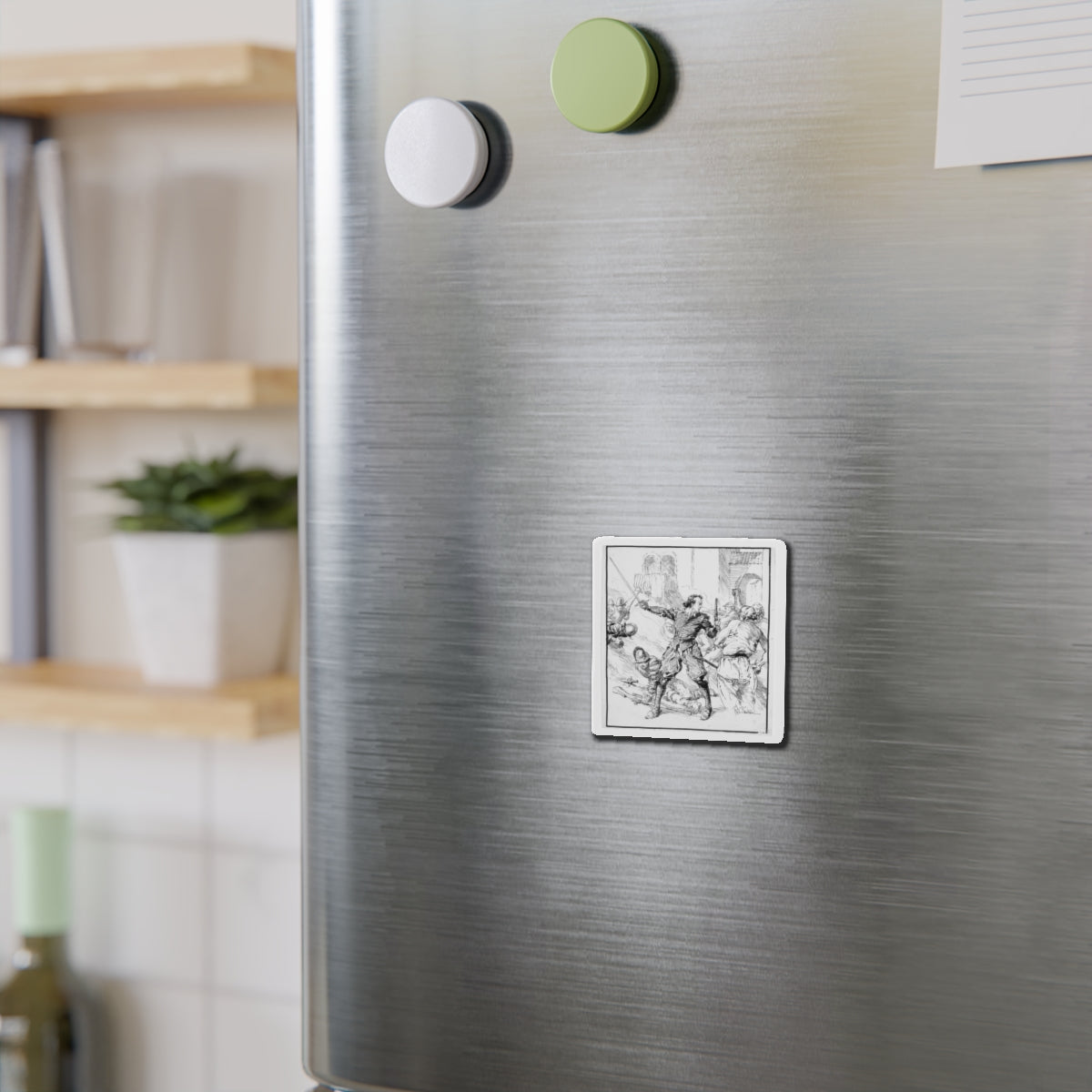 Battle Illustration (Magazine Illustration) Refrigerator Magnet-The Sticker Space