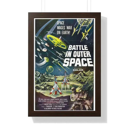 BATTLE IN OUTER SPACE 1959 - Framed Movie Poster 16″ x 24″ Walnut - The Sticker Space