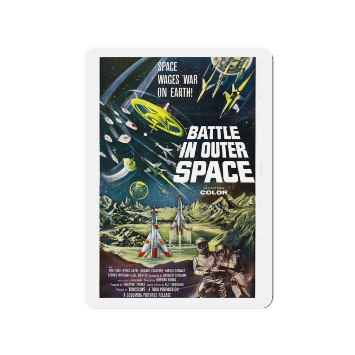 BATTLE IN OUTER SPACE 1959 Movie Poster - Die-Cut Magnet-2" x 2"-The Sticker Space