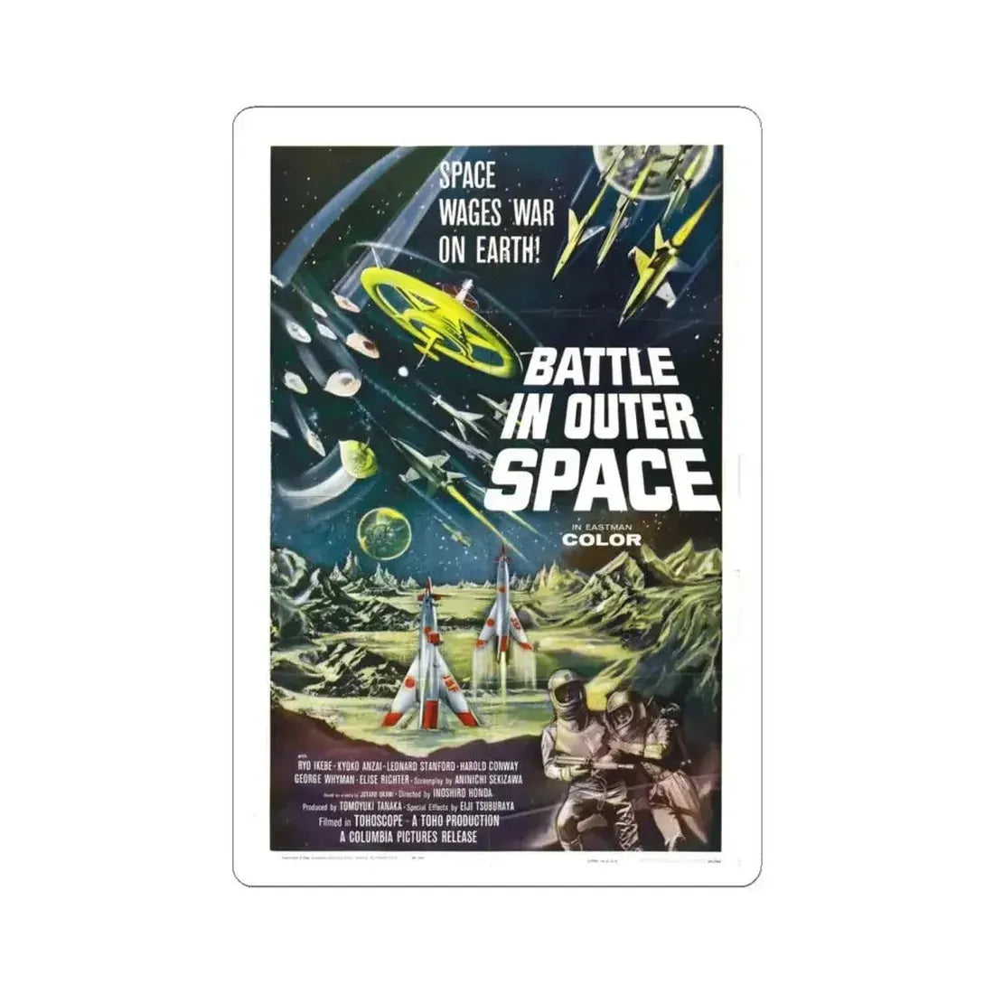 BATTLE IN OUTER SPACE 1959 Movie Poster - STICKER Vinyl Kiss-Cut Decal 6 Inch White - The Sticker Space