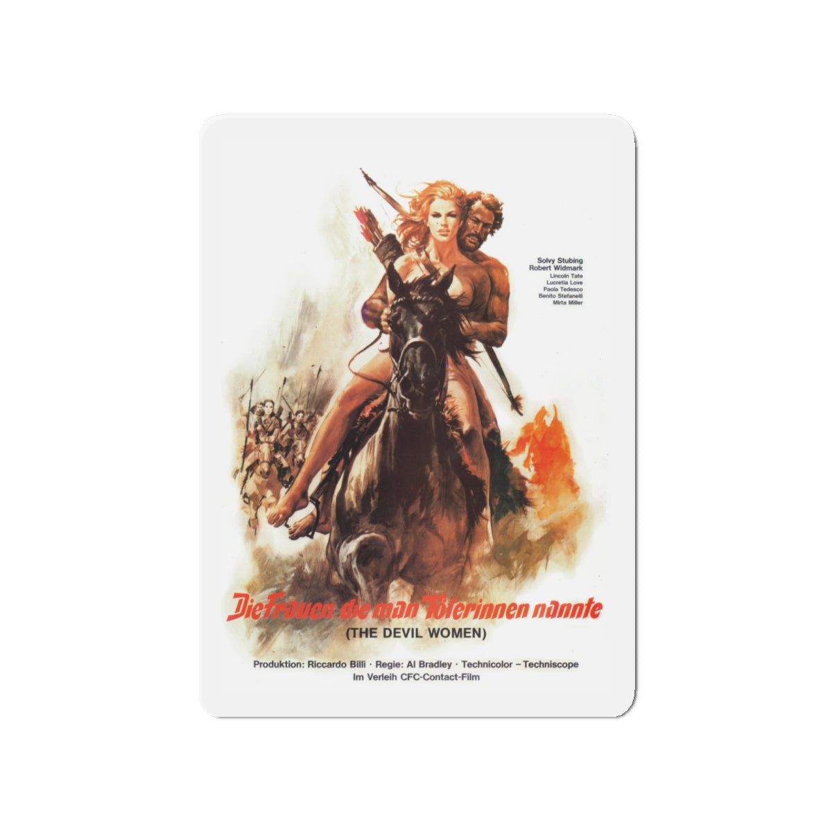 BATTLE OF THE AMAZONS (GERMAN) 1973 Movie Poster - Die-Cut Magnet-4" x 4"-The Sticker Space