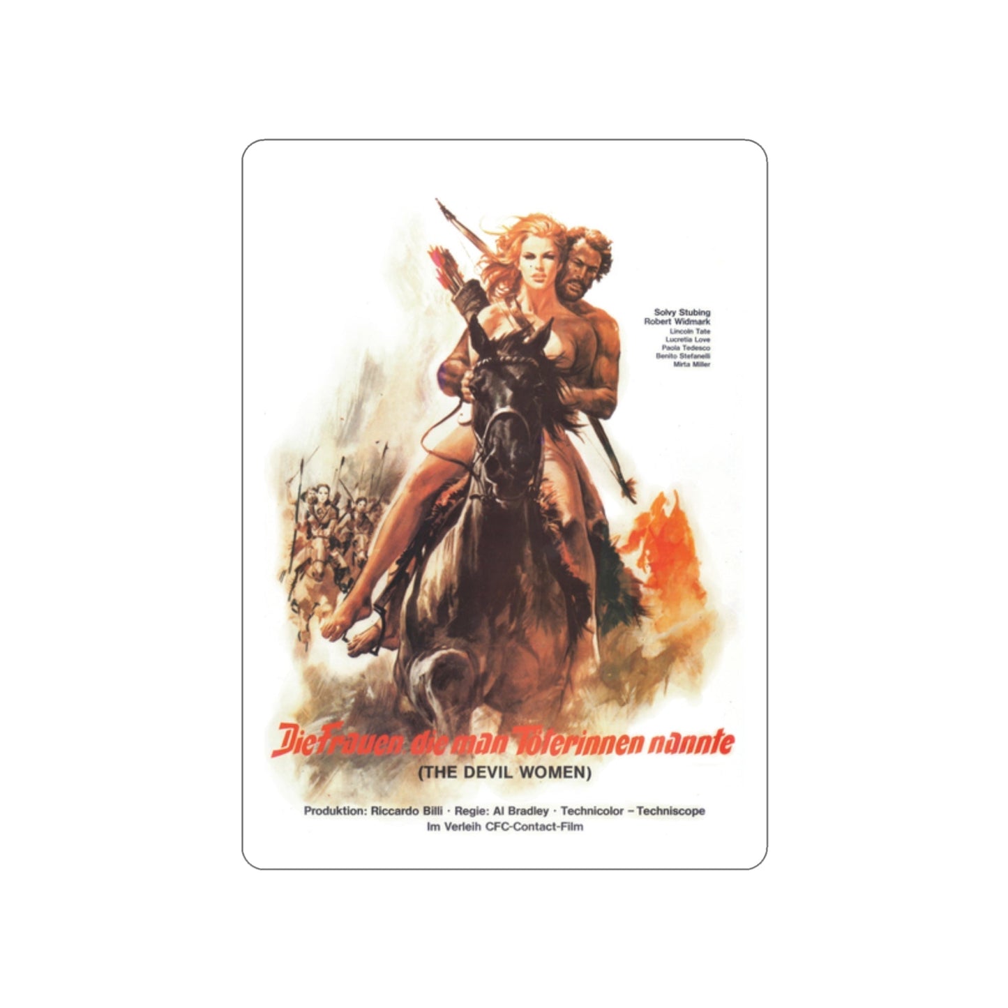 BATTLE OF THE AMAZONS (GERMAN) 1973 Movie Poster STICKER Vinyl Die-Cut Decal-2 Inch-The Sticker Space