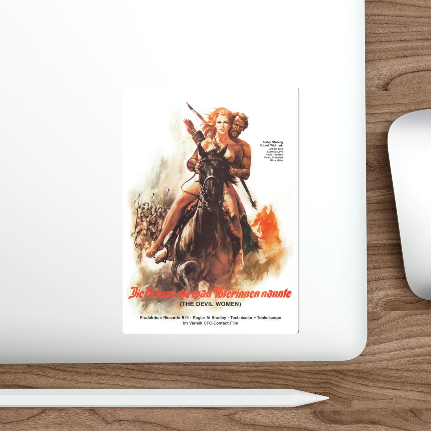 BATTLE OF THE AMAZONS (GERMAN) 1973 Movie Poster STICKER Vinyl Die-Cut Decal-The Sticker Space