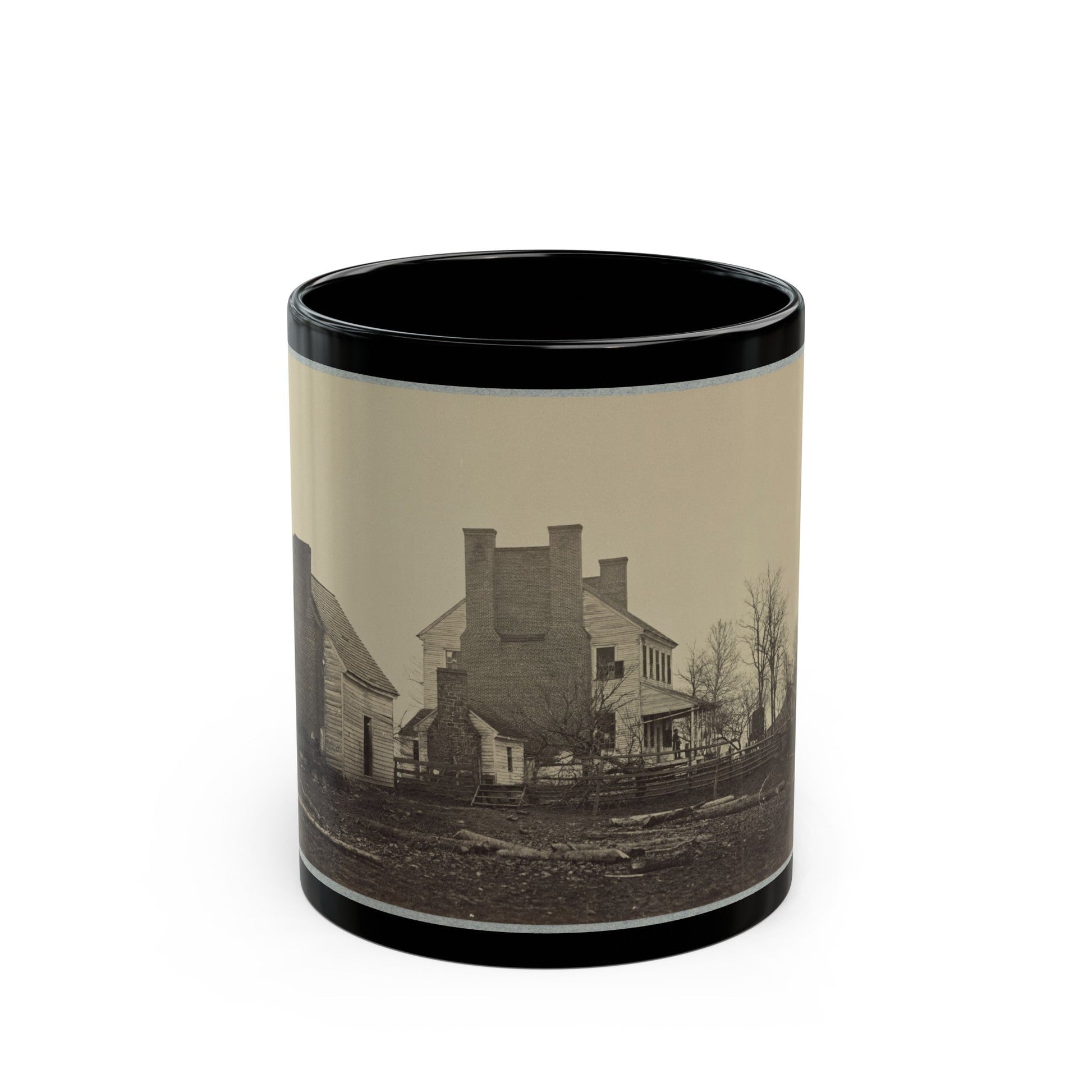 Battlefield Of Bull Run, Lewis' House (U.S. Civil War) Black Coffee Mug-11oz-The Sticker Space