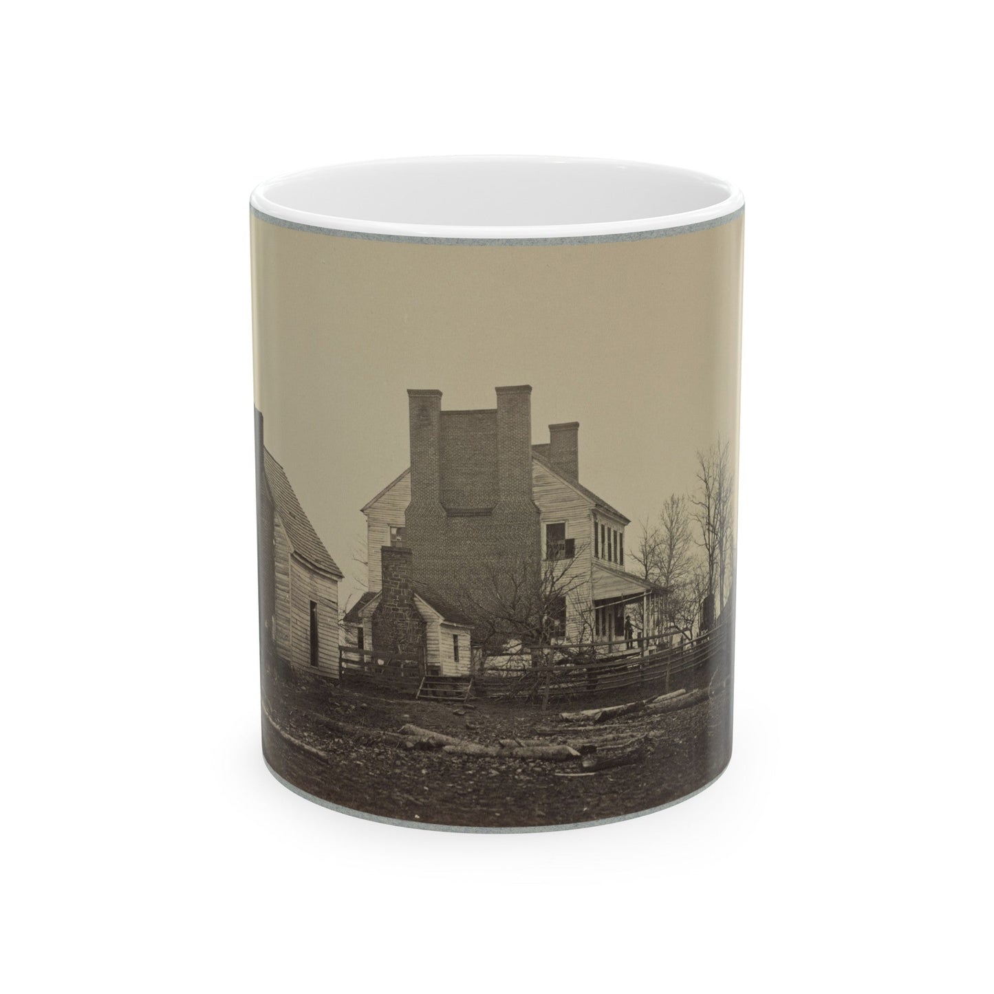 Battlefield Of Bull Run, Lewis' House (U.S. Civil War) White Coffee Mug-11oz-The Sticker Space