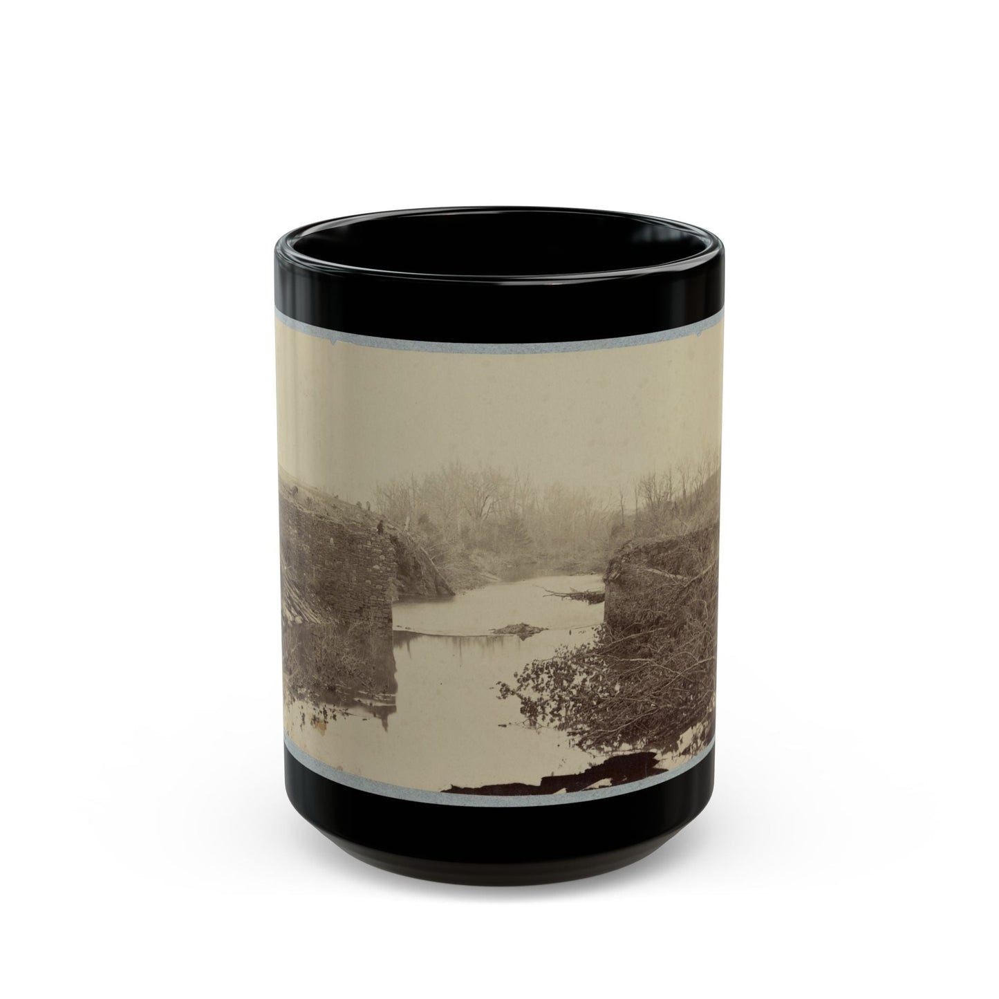 Battlefield Of Bull Run, Ruins Of The Stone Bridge 001 (U.S. Civil War) Black Coffee Mug-15oz-The Sticker Space