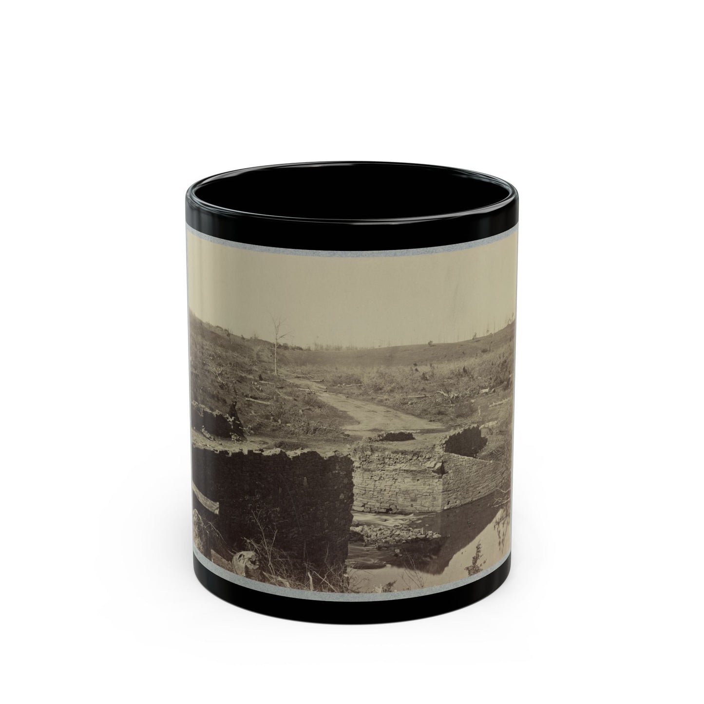 Battlefield Of Bull Run, Ruins Of The Stone Bridge (U.S. Civil War) Black Coffee Mug-11oz-The Sticker Space