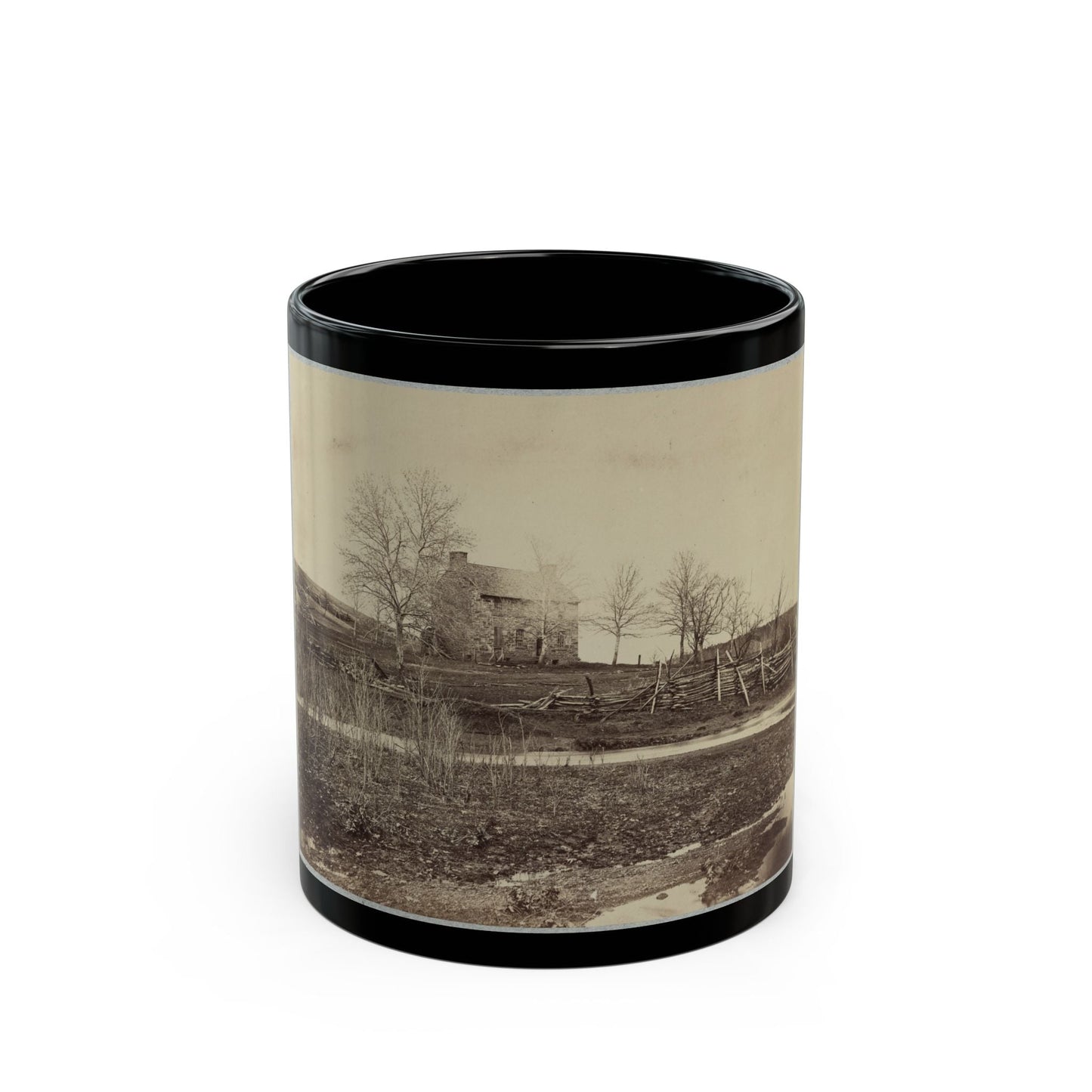 Battlefield Of Bull Run. Stone House On Warrenton Pike(2) (U.S. Civil War) Black Coffee Mug-11oz-The Sticker Space