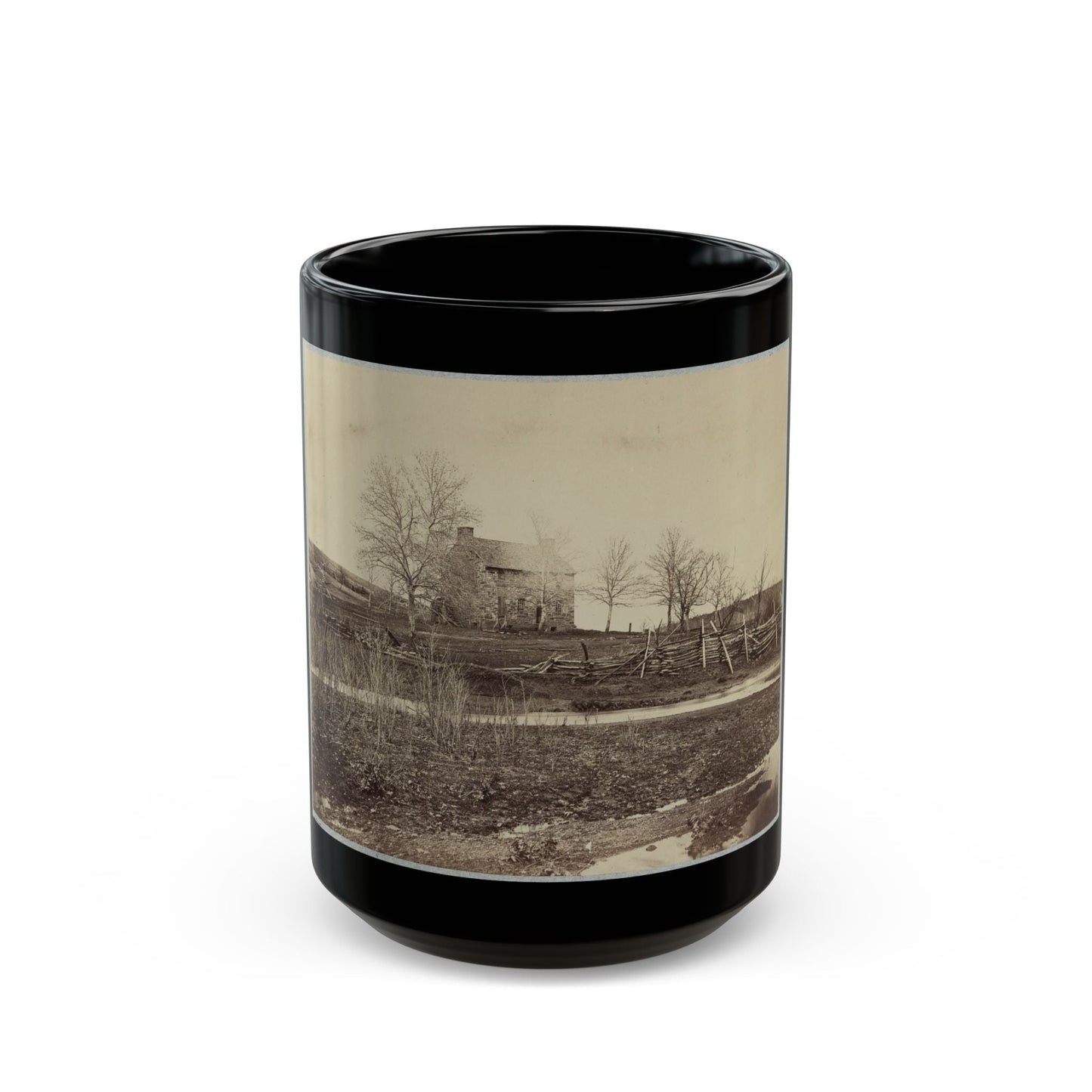 Battlefield Of Bull Run. Stone House On Warrenton Pike(2) (U.S. Civil War) Black Coffee Mug-15oz-The Sticker Space