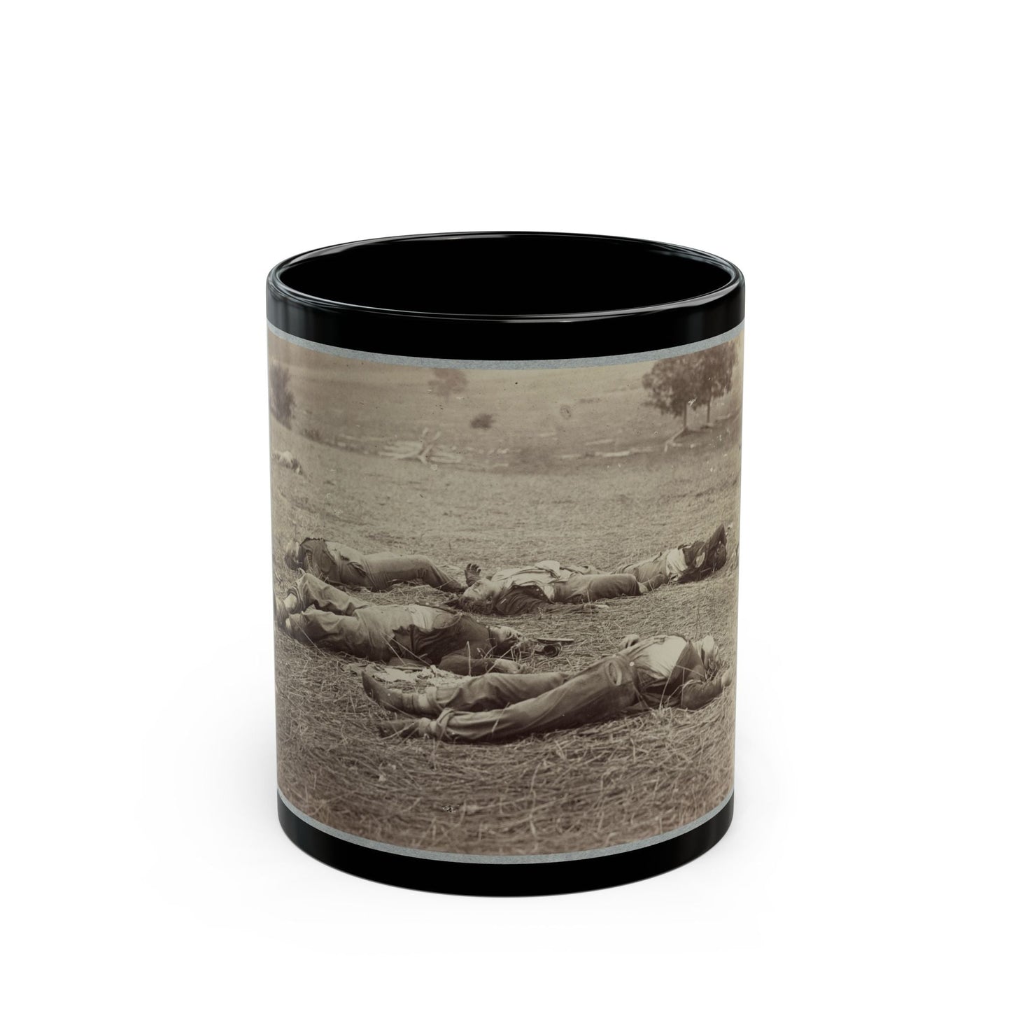 Battlefield Of Gettysburg. Bodies Of Dead Federal Soldiers On The Field Of The First Day's Battle (U.S. Civil War) Black Coffee Mug-11oz-The Sticker Space