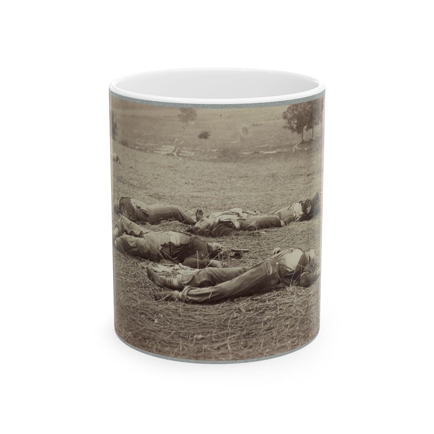 Battlefield Of Gettysburg. Bodies Of Dead Federal Soldiers On The Field Of The First Day's Battle (U.S. Civil War) White Coffee Mug-11oz-The Sticker Space