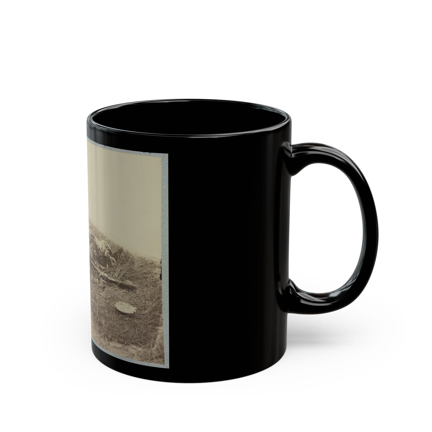 Battlefield Of Gettysburg.  Body Of A Soldier In  The Wheat Field,  Evidently Killed By The Explosion Of A Shell (U.S. Civil War) Black Coffee Mug