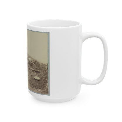 Battlefield Of Gettysburg.  Body Of A Soldier In  The Wheat Field,  Evidently Killed By The Explosion Of A Shell (U.S. Civil War) White Coffee Mug