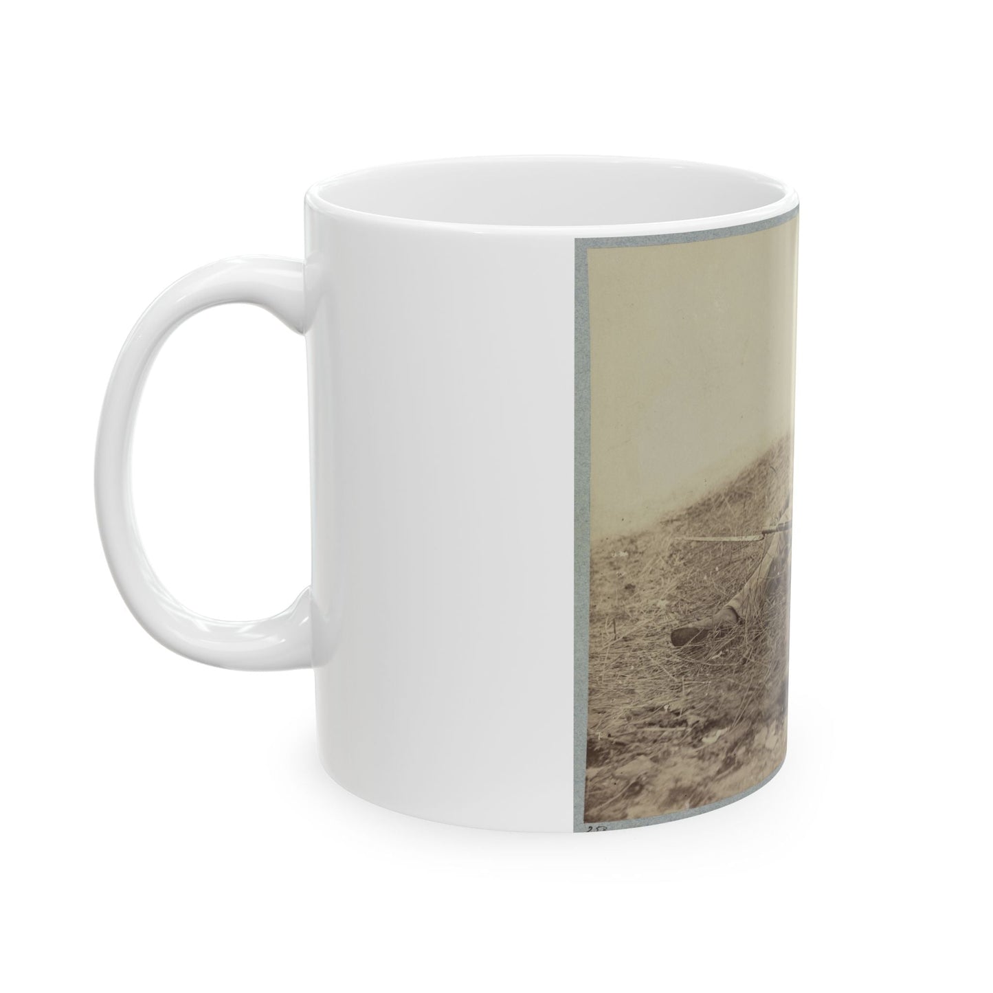 Battlefield Of Gettysburg.  Body Of A Soldier In  The Wheat Field,  Evidently Killed By The Explosion Of A Shell (U.S. Civil War) White Coffee Mug