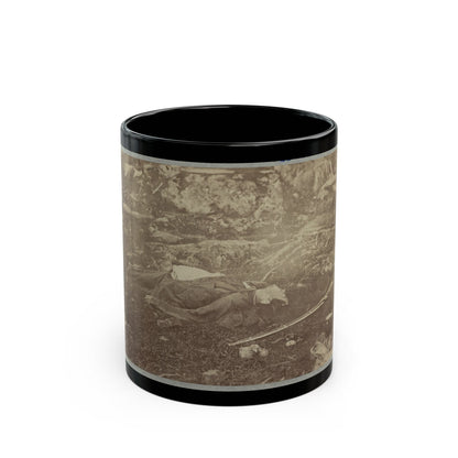 Battlefield Of Gettysburg. Dead Confederate Sharpshooter At Foot Of Little Round Top (U.S. Civil War) Black Coffee Mug