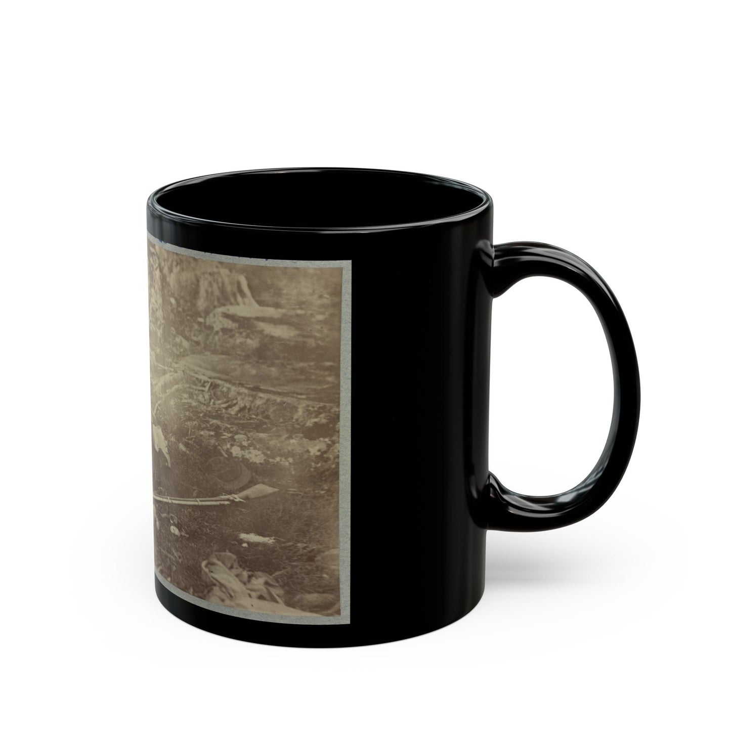 Battlefield Of Gettysburg. Dead Confederate Sharpshooter At Foot Of Little Round Top (U.S. Civil War) Black Coffee Mug