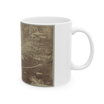 Battlefield Of Gettysburg. Dead Confederate Sharpshooter At Foot Of Little Round Top (U.S. Civil War) White Coffee Mug