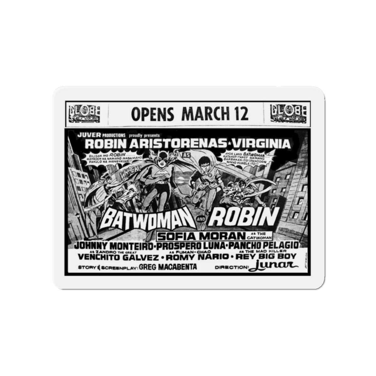 BATWOMAN AND ROBIN 1972 Movie Poster - Die-Cut Magnet-4" x 4"-The Sticker Space